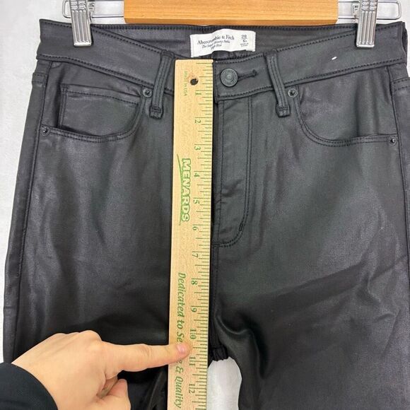 Abercrombie & Fitch Black Faux Leather The Super Skinny Ankle High Rise Jeans Si - Picture 6 of 11